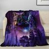 1pc Fashion Blanket, Wolf Star Print Flannel Blanket, Soft Warm Blanket Nap Blanket, Sofa Sofa Office Bed Camping Trip, Multi-Pu