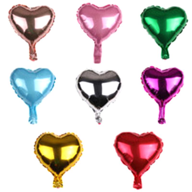 50Pcs 10Inch Heart Love Aluminum Foil Balloon Baby Shower Child Birthday Party Wedding Decor Supplies Air Balloons Globos