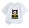 Kids Boys Girls Crew Neck Short Sleeve 100% Cotton T-Shirt, Cute Single Eye Superhero Bat Themed Cartoon Printed Casual Summer Tops for Little Childre