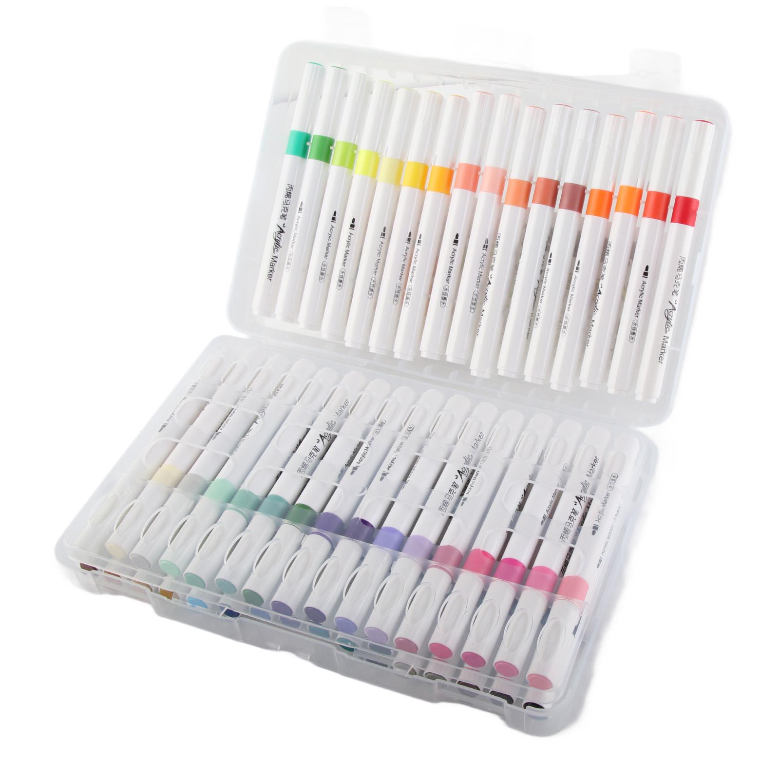 

Acrylic Paint Markers Strong Coverage Quick Dry Waterproof Round Barrel Graffiti Markers for Glass Metal Wood 48 Colors