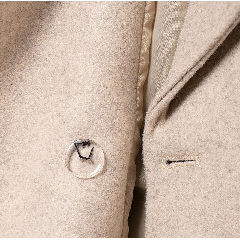 Žena Podzim Zima Teplé Dlouhé oblečení Elegantní Ženy Jednobarevné Kapsy s dlouhým rukávem Dvojřadý falešný vlněný kabát