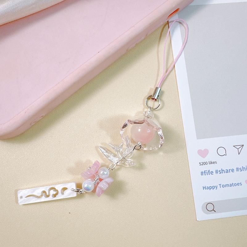 Cute Jellyfish Wind Chime Pendant Keychain Mobile Phone Lanyard Bag Key Ring Decorative Accessories For Girls Christmas Gift