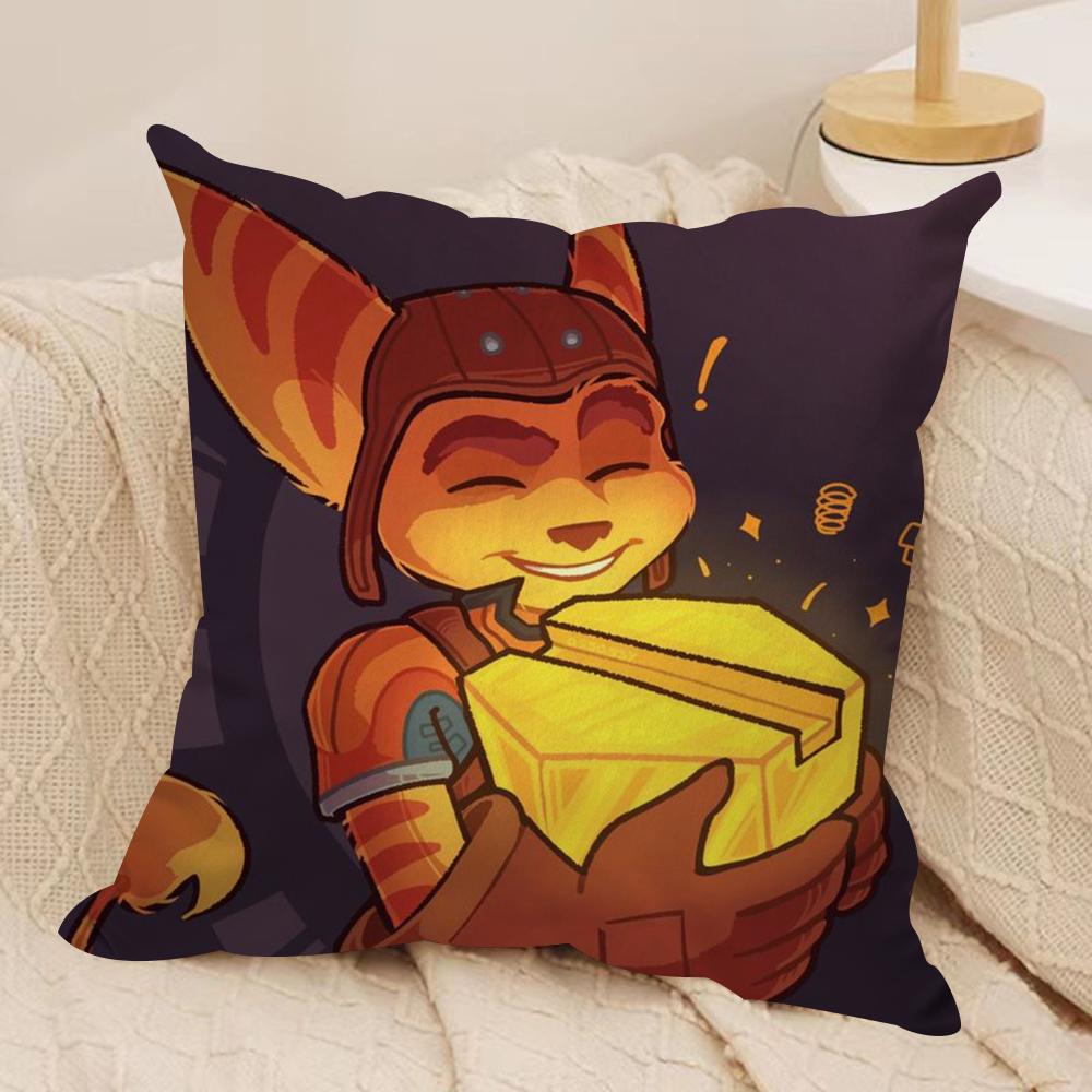 RRatchet N CClank Cushion Cover Silky Short Plush DoubleSided Printed Pillow Case for Sofa All Seasons Home Decor Gift