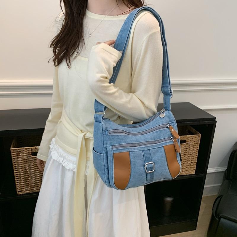 Fashion Vintage Design Women's Crossbody Bag High Quality Denim Fabric Shoulder Bag Large Capacity Tote Bag Lightweight Handbags