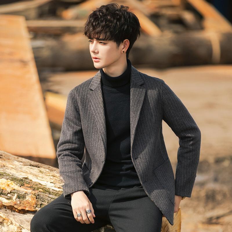 

Повседневный костюмный костюм корейской версии, облегающий, модный, деловой, высококачественный, двусторонний, шерстяной, маленький пиджак, верх 3XL серый