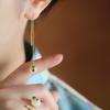 Hetian Jade Ear Hook Earring Women's High-end Temperament Ethnic Retro Earrings Cloisonne Craft Dangler Gift