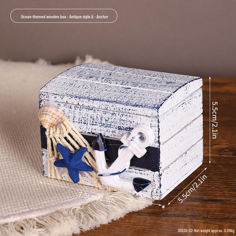 Ocean Style Mediterranean Desktop Wooden Jewelry and Candy Storage Box