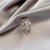 Personality Zircon Crossed Rings Elegant Women's Opening Ring Crystal Finger Rings  For Girls