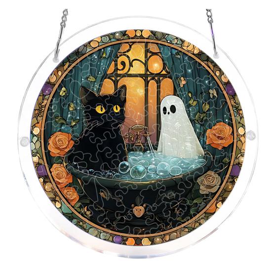 Halloween Acrylic Jigsaw Puzzle Suncatcher Stained Glass Style DIY Sun Catcher