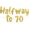 Halfway To 70 Gold Glitter Banner - Happy 35th Birthday Party Banner - 35th Birthday Party Decorations and Supplies - 35th Wedding Anniversary