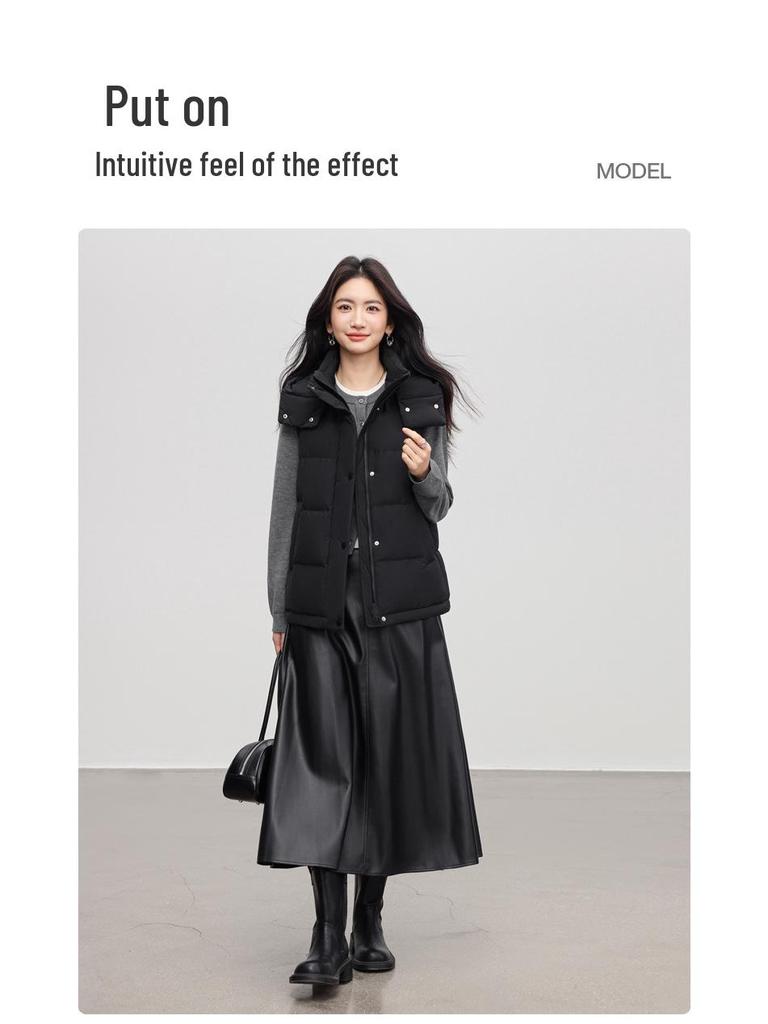 Damen Stilvolle Echte Daunenweste - Warme Kurze Winter-Oberbekleidung