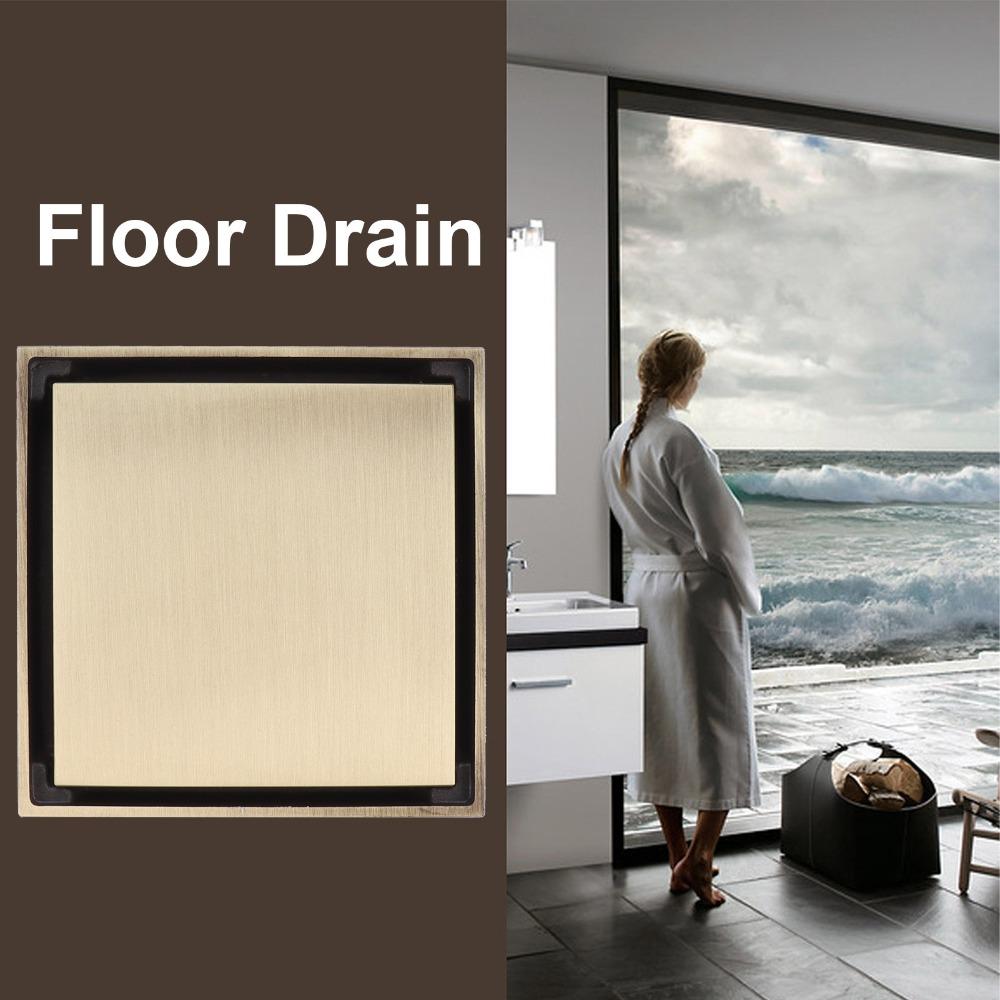 Square Floor Drain Brass Material Hair Catcher Drain Durable Shower Floor Drain  Garage Drain