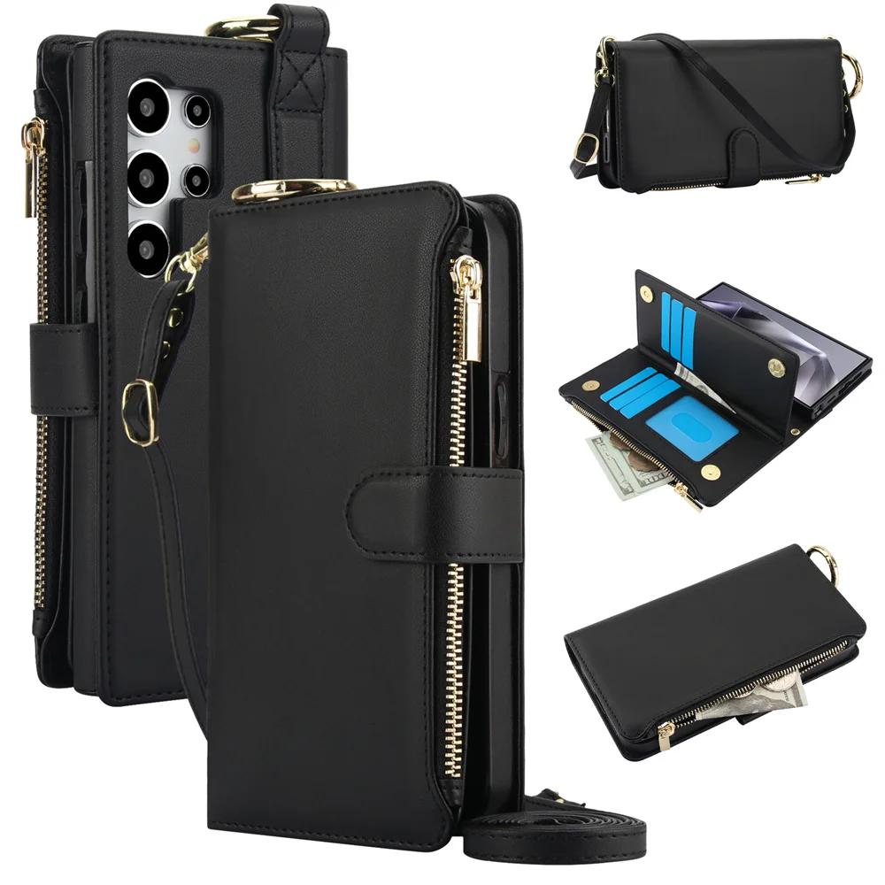 Crossbody Wallet Phone Case for Samsung Galaxy S23 S21 FE S25 S24 S22 Plus Note 20 Ultra A16 A14 A15 A52 A52S A53 A54 A55 5G