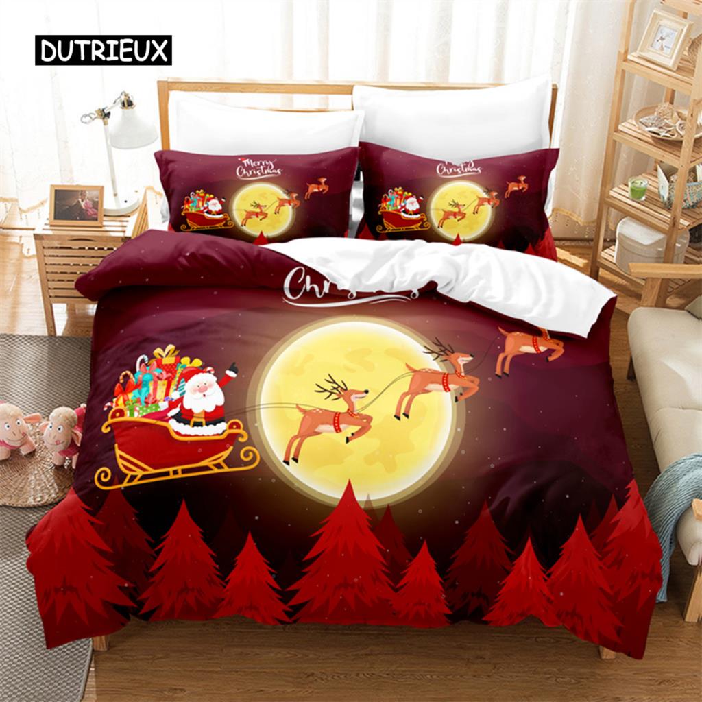 Santa Clause Sleigh Bedding Set Duvet Cover Set 3D Bedding Digital Printing Bed Linen Queen Size Bedding Set Fashion Design