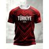 Türkei Fußballtrikot Rot Vollprint TÜRKIYE Halbmondstern Abzeichen Goldene Linie Ärmelmanschette Sportfan Kurzarm Unisex Oberteile Kleidung