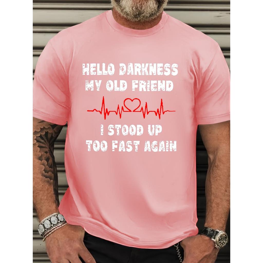 Summer Round Neck 3D Inspirational Text Print Top Fashionable Casual Short Sleeved Men's T-shirts