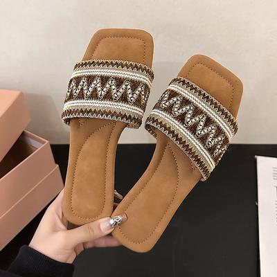 Summer Women's Slippers for Outwear 2024 New Fashion Roman Style Flat Bottom Slippers for Leisure Beach Slippers for Women