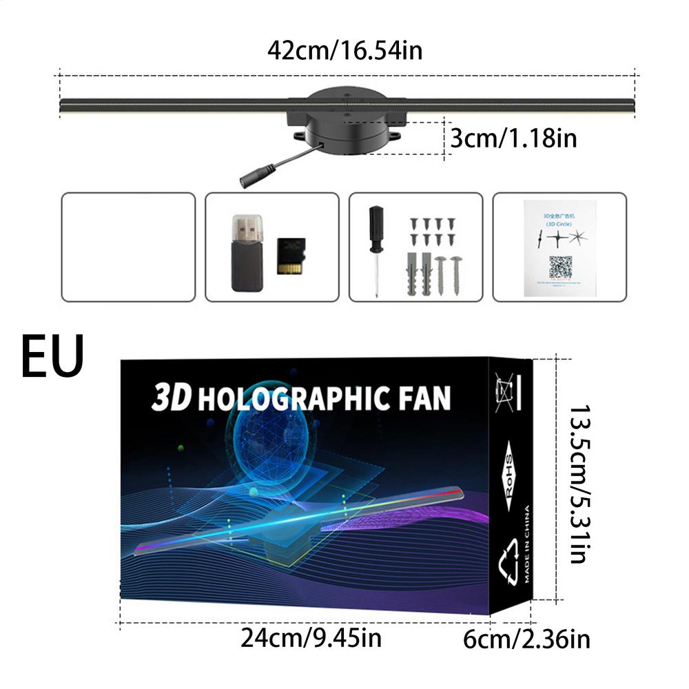 3D Hologram LED Fan Projector 16.5in LED Fan Hologram Full Color Projector with 244 LED Lights 2000x224 Resolution Projector