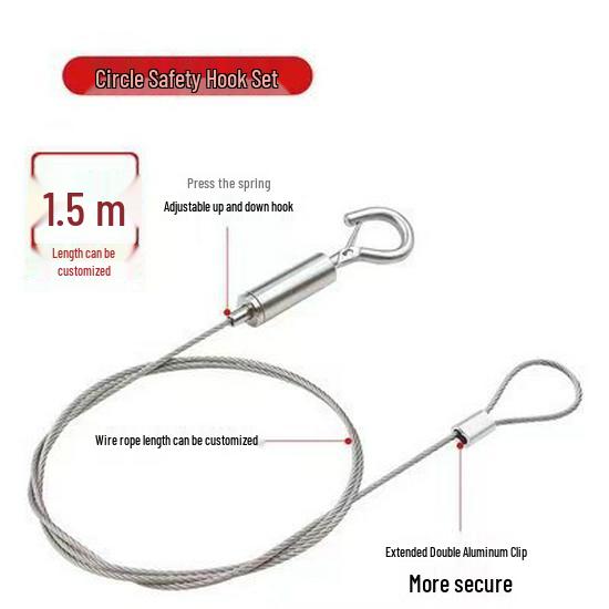 304 Stainless Steel Adjustable Safety Hanging Wire with Hook for Billboards, Lamps, and Pictures