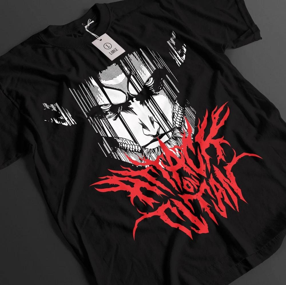 Anime Attack On Titan Eren Yeager Titan Text Art Black TShirt Size S4XL S