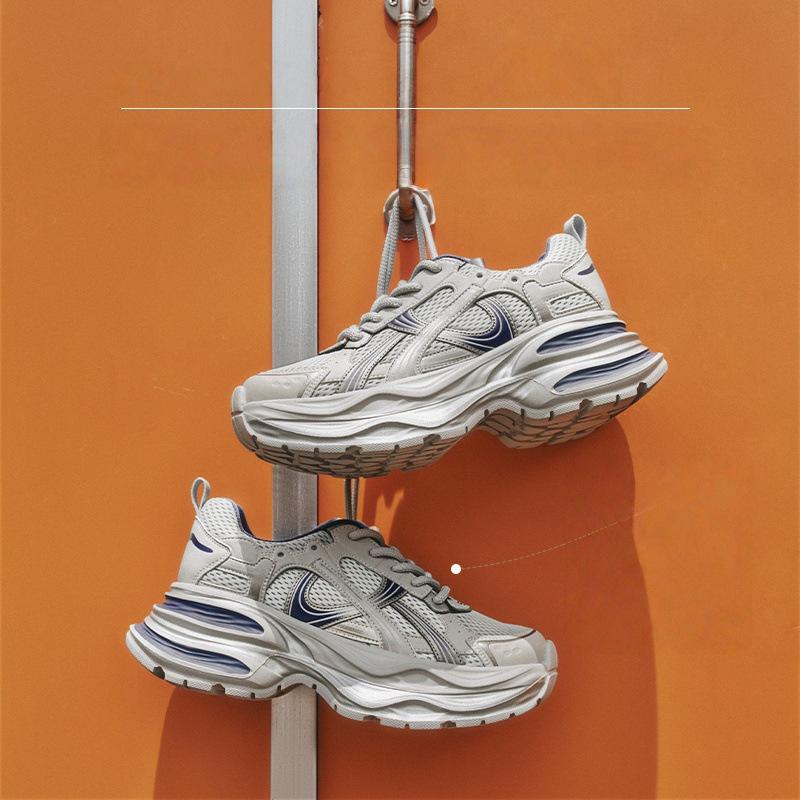 Leather Breathable Mesh Color Matching Dad Shoes Women 2025 New Autumn Hollow Versatile Hong Kong Style Sports and Leisure Shoes
