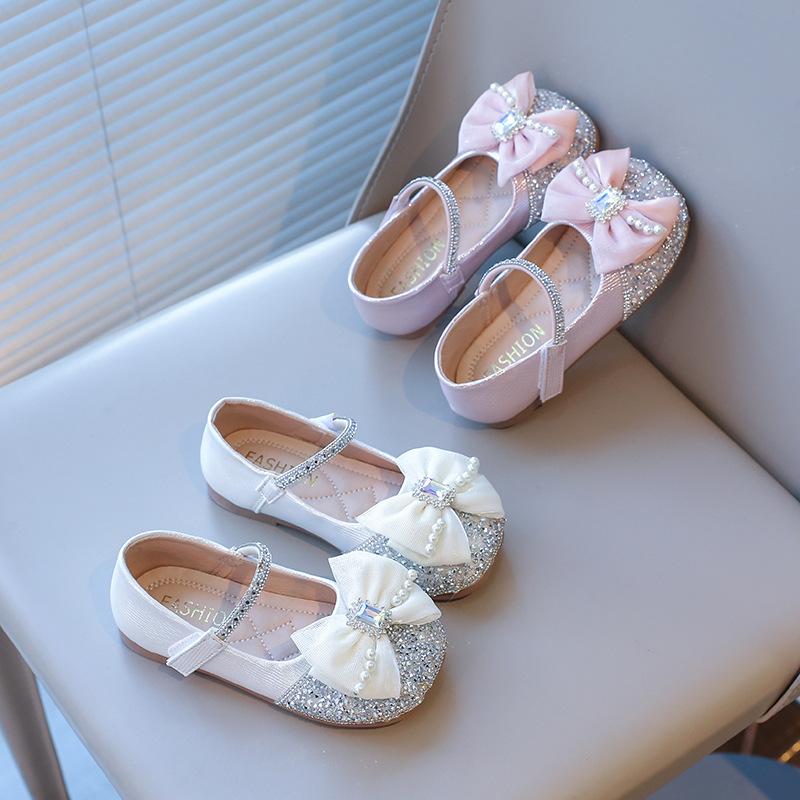 Spring Autumn Girls Shoes Sparkly Wedding Shoes for Girl Glitter Baby Dance Performance Shoes Princess Kids Mary Janes H09111