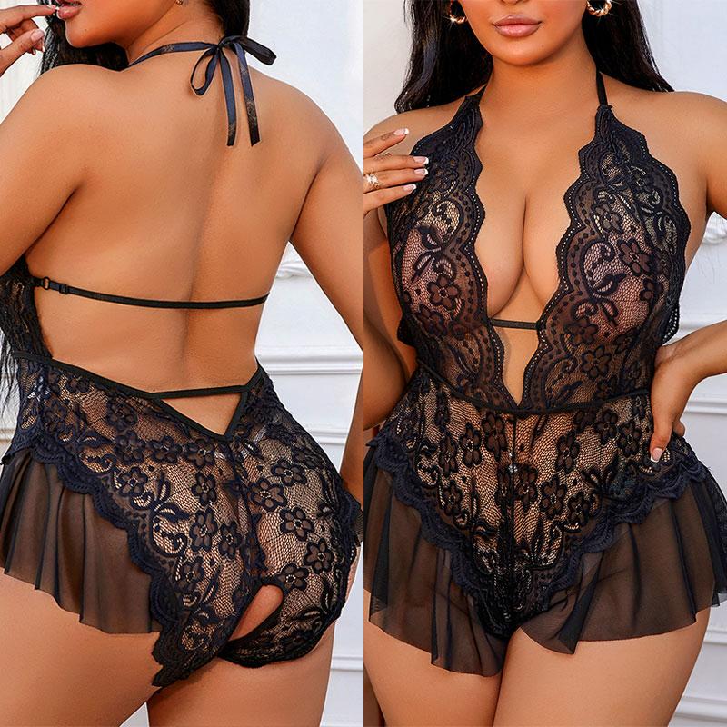 Sujetadores Mujer Plus Size Push Up One Piece Women Sleepwears Teddies Bodysuits Lencerias Sexy Transparente Deep V Underwear