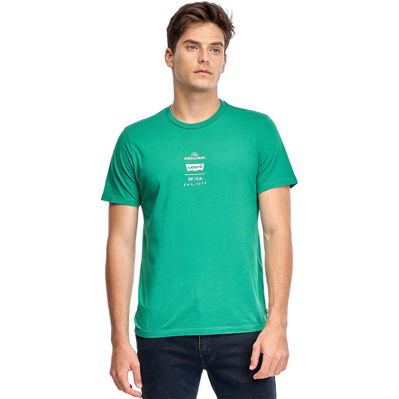 Levis Printed Casual Crew Neck Regular T-Shirt Men Tops Green 22489-0445