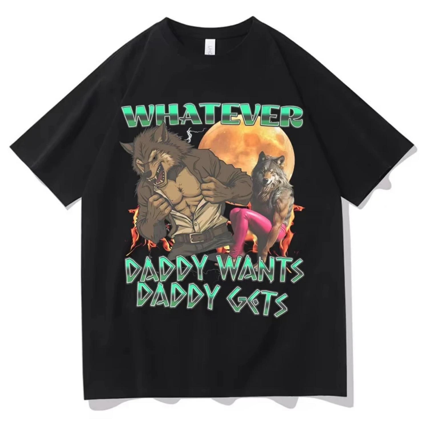 

Funny Wolf Meme T-Shirt Mens Fashion Y2k Vintage Saying Tee mens Novelty loose clothing teenagers High Quality Oversized tshrits S разноцветный