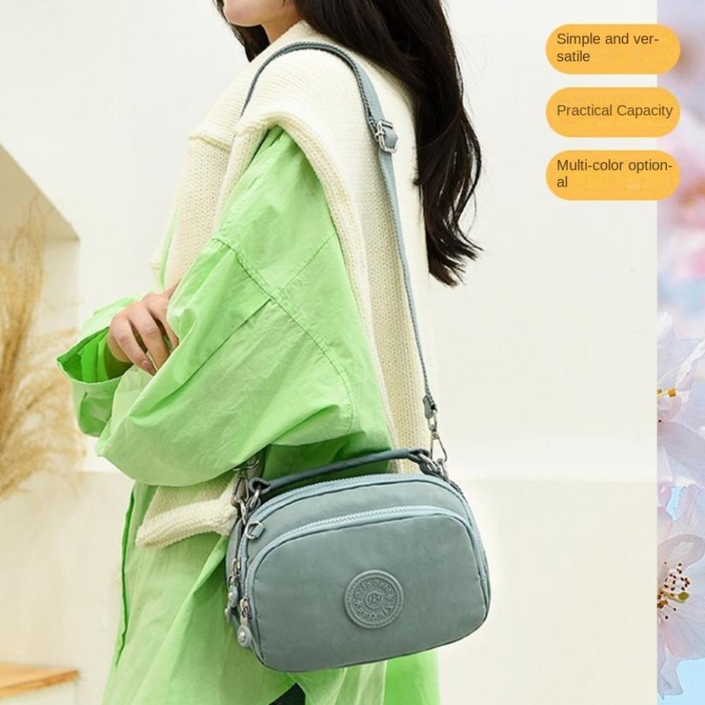 Nylon Multi Pocket Shoulder Bag Large Capacity Small Square Bag Mobile Phone Bag Travel