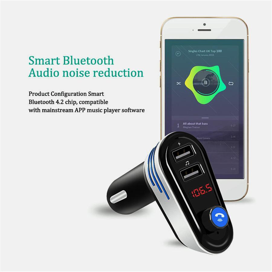 Black Dual USB 5V 3.1A Car Charger BT Handsfree FM Music MP3 Player