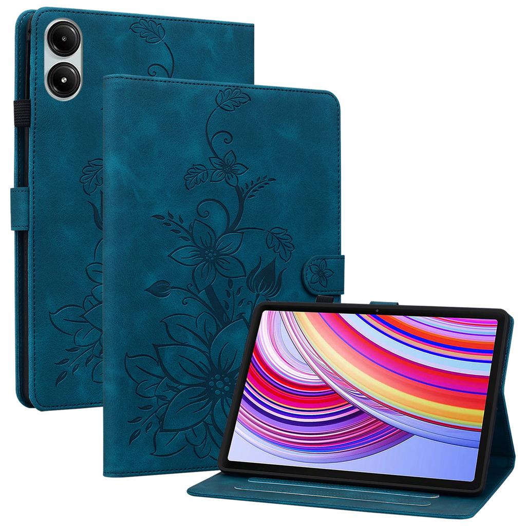 For Xiaomi Redmi Pad Pro/Redmi Pad Pro 5G/Poco Pad Shockproof Case Lily Flower Imprint Leather Tablet Cover