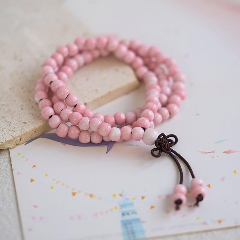 Jingdezhen ceramic bracelet batch goods, national style girls small fresh pink flower bracelet, versatile new Chinese bracelet.