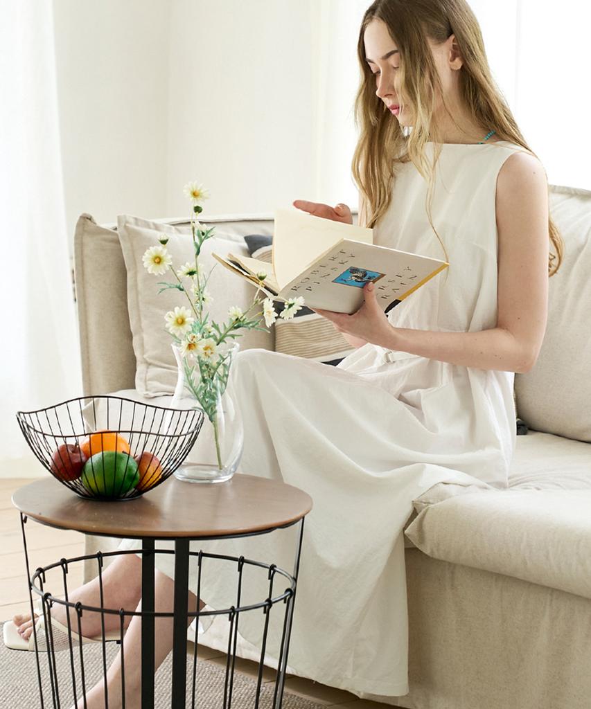 Slow Lolly Belted Pintuck Long Sleeveless Dress_3 Colors
