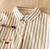 Spring 2026 Trendy Cartoon Cat Embroidered Striped Long Sleeve Lapel Shirt for Women