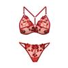 Women’s Lace Embroidery Sexy Underwear Set Adjustable Bra/panties Mesh See Through Lingerie Set Breathable Soft Comfortable Lingerie Set for Female