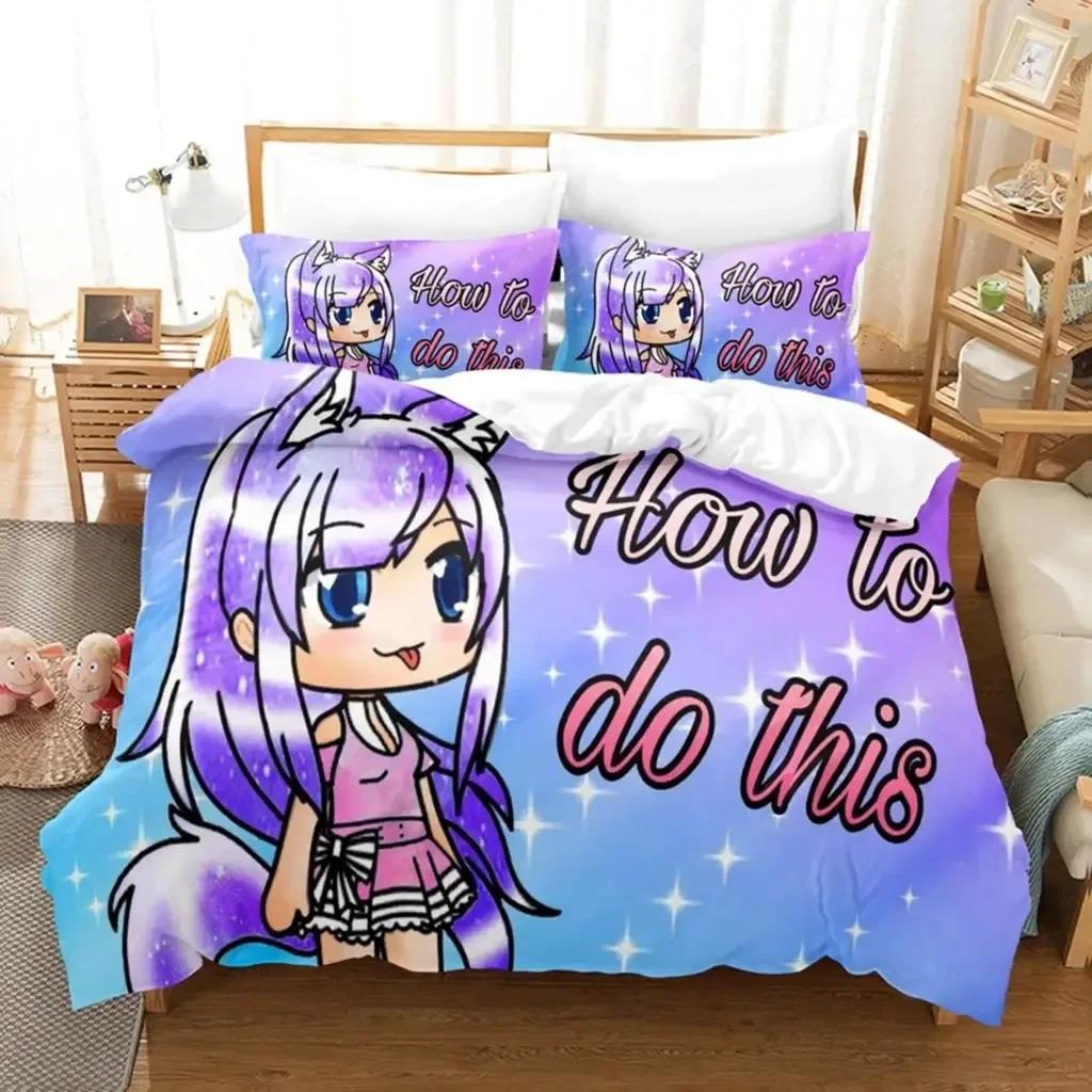 3D Print Anime Kawaii The Gacha Girl Printed Bed Set Duvet Cover Pillowcase Bedding Set Linen Sheet Quilt Cover Full Queen Size