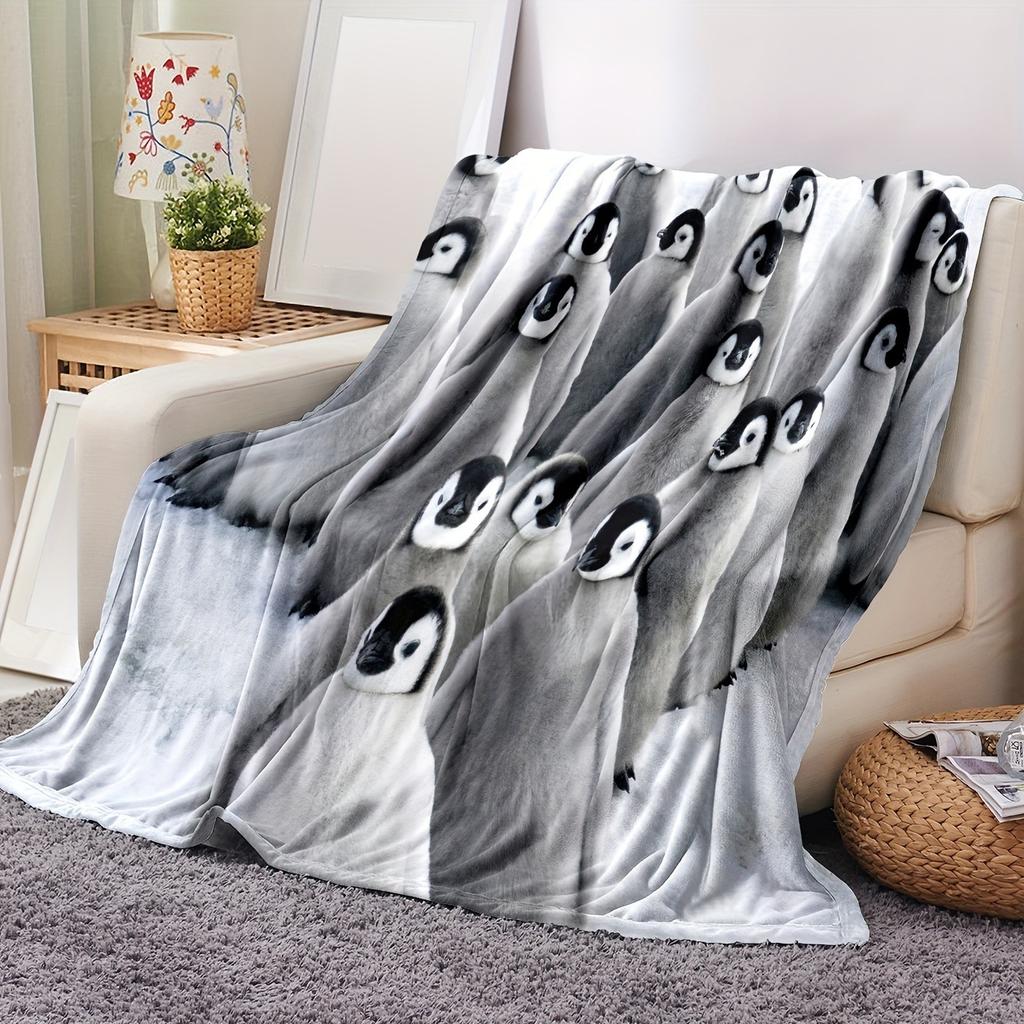 Penguin Blanket Soft Plush Blanket Lightweight Digitally Printed Flannel Blanket For Sofa Bed