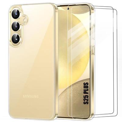 Silicone Case for Samsung Galaxy S25 Plus (Galaxy S25+) with 2 Tempered Glass Transparent Protection