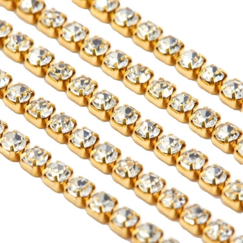 Rhinestones Close Chain Sew On Glass Rhinestones Trim Rhinestones Chain Rhinestones Cup Chain for DIY Craft Decorations