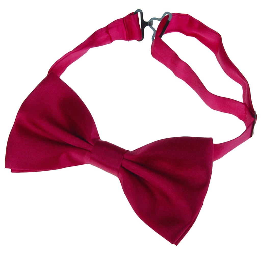 Men's Tuxedo Bow Tie Satin Pure Bowtie Party Wedding Wine Red