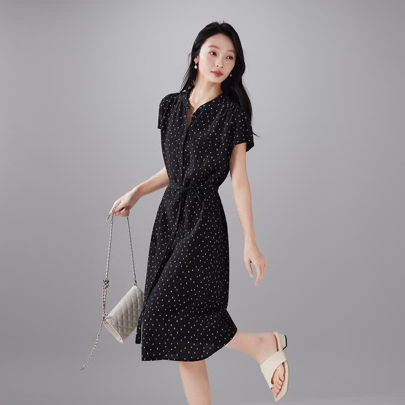 SOFSIL Women s Black Mulberry Silk Midi Dress L