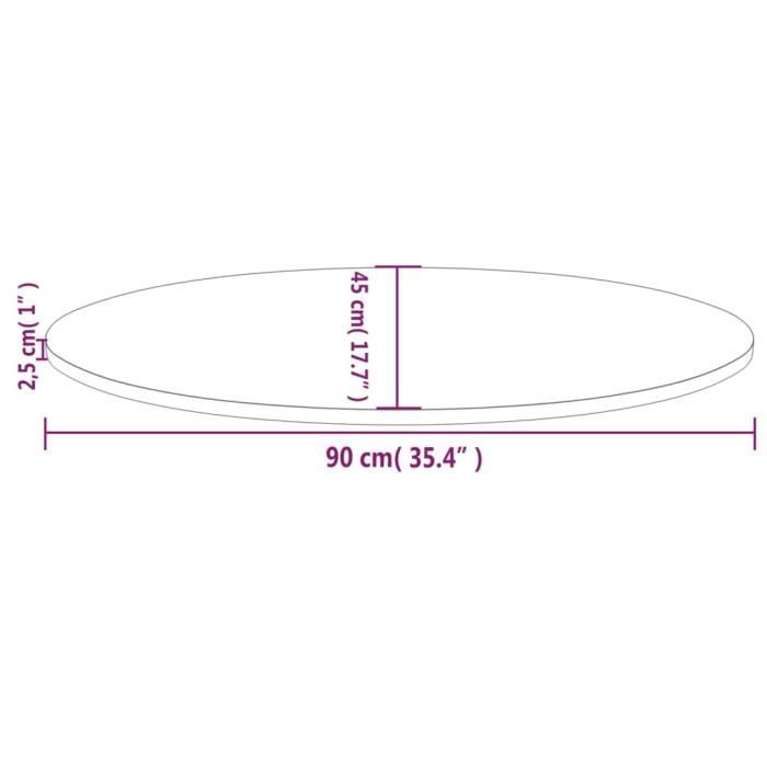 VidaXL Table Top 90x45x2.5 Cm Solid Pine Wood Oval 824325