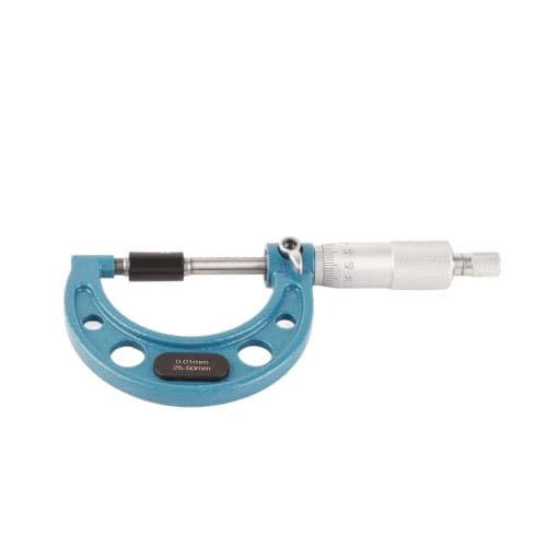 High-Precision Stainless Steel Outside Micrometer, 0.01mm, Portable Design with Wrench, Clear Scale for Measuring Length, Diameter, or Thickness (25-5