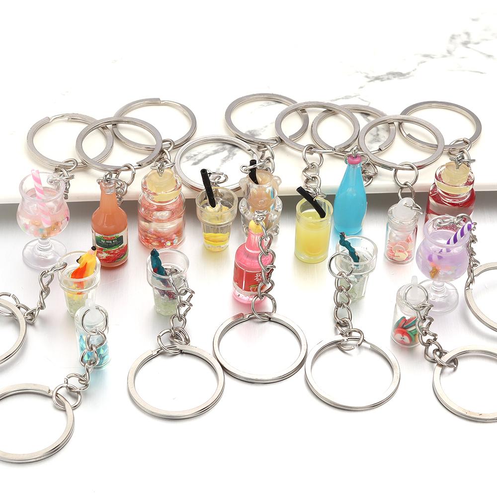 10pcs/lot Metal Flat Round Key Ring Key Chain With Acrylic Charms DIY Key Chain Pendant Connectors Jewelry Making Accessories