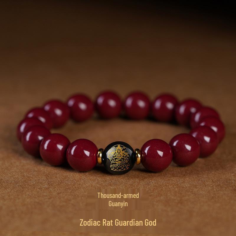 Cinnabar Buddha Beads Bracelet - Lucky Charm for Men & Women