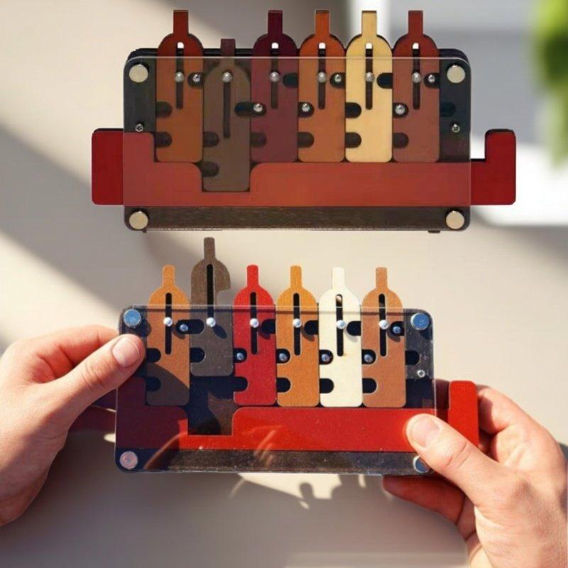 Bunter hölzerner Kellnertablett-IQ-Labyrinth-Puzzle-Ball-Roll-Gehirnjogger für Erwachsene und Kinder, lehrreiches intellektuelles Spiel