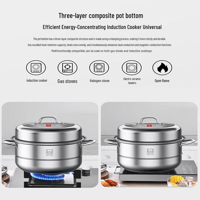 KOBACH European 304 Stainless Steel Double Layer Steamer