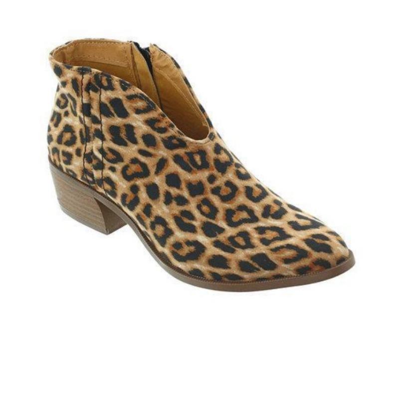 

Autumn supply hot sale large size women s leopard print thick heel women s boots 43