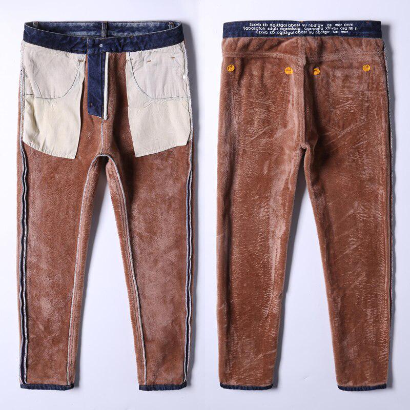 Winter Herren Warm Jeans Klassischer Stil Lässig Hohe Qualität Blau Verdickt Denim Hose Männlich Marke Hosen